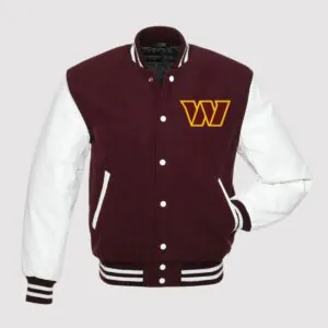 Washington Commanders Maroon and White Letterman Jacket