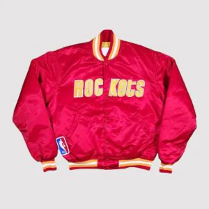 90s Houston Rockets Red Satin Varsity Jacket