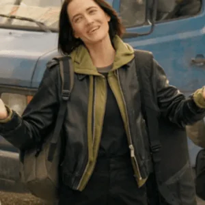 Eva Green Dirty Angels 2024 Black Leather Jacket