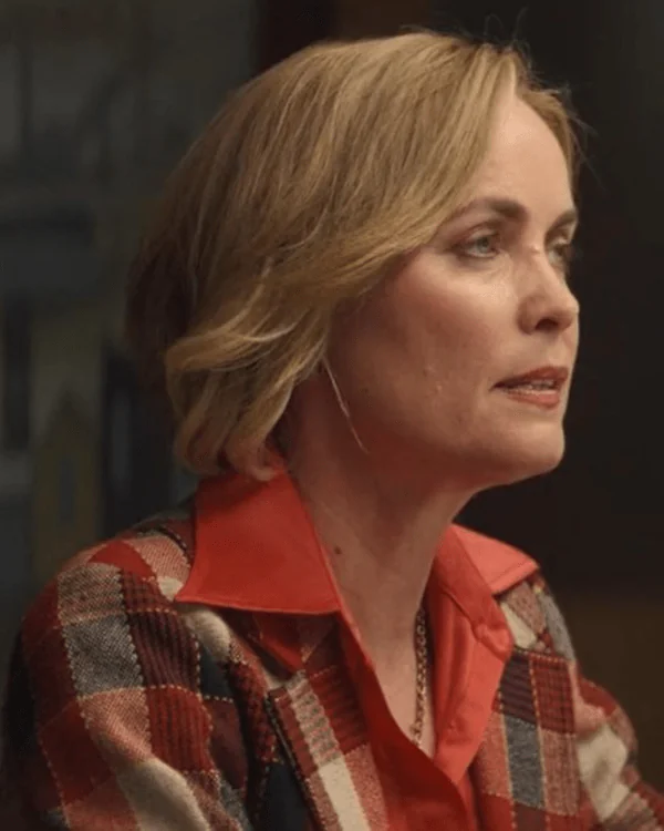 Last Days Of The Space Age 2024 Radha Mitchell Red Plaid Blazer