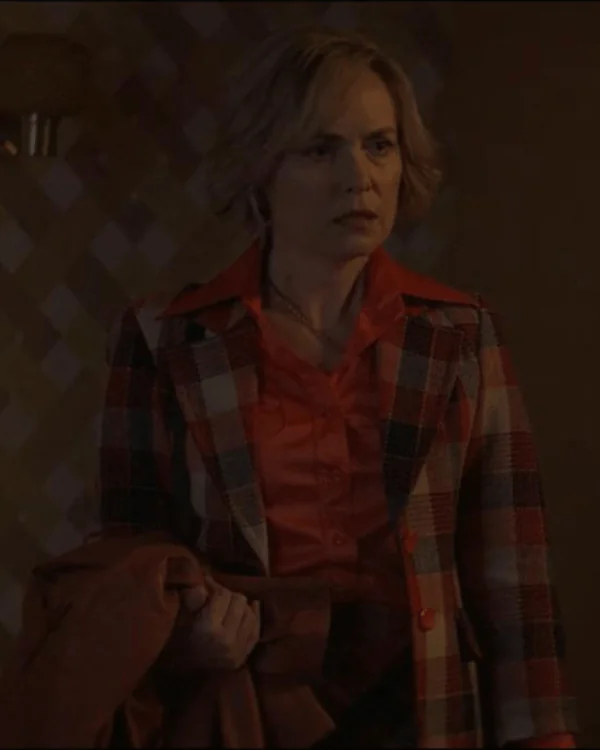 Last Days Of The Space Age 2024 Radha Mitchell Red Plaid Blazer