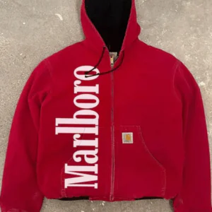 Marlboro Carhartt Red Hooded Bomber Jacket