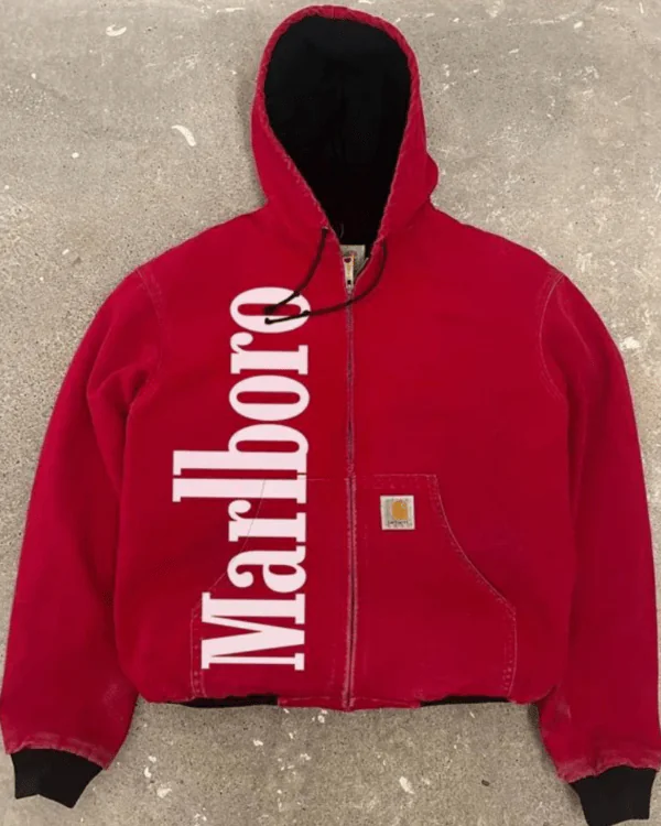 Marlboro Carhartt Red Hooded Bomber Jacket