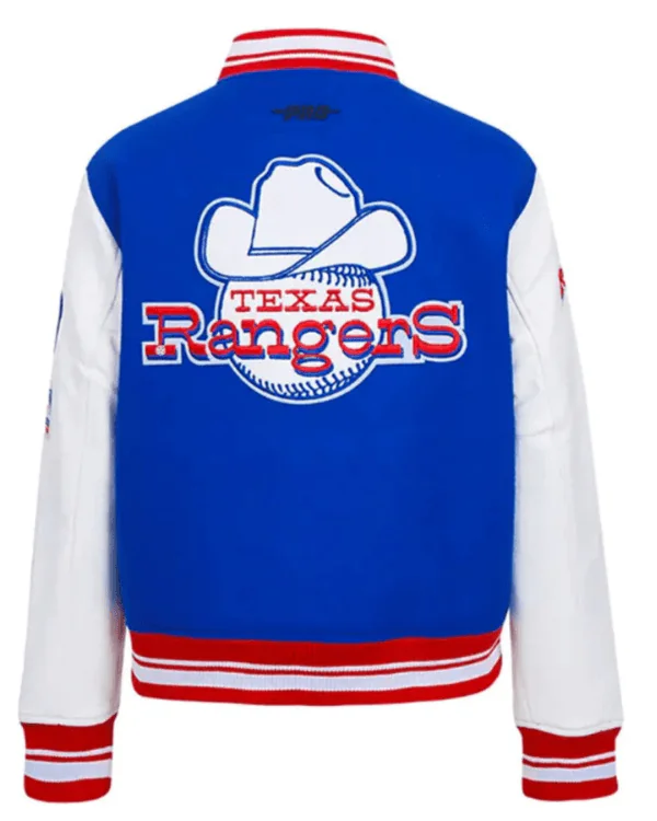 Retro Classic Rib Texas Rangers Blue Varsity Jacket