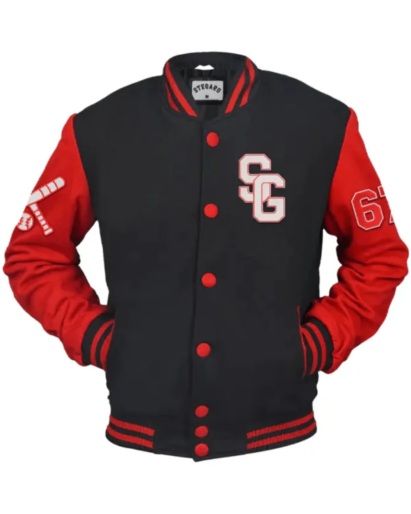 Stegaro Black And Red Letterman Varsity Jacket