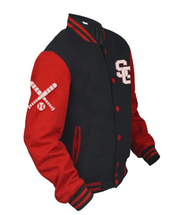 Stegaro Black And Red Letterman Varsity Jacket - Image 3