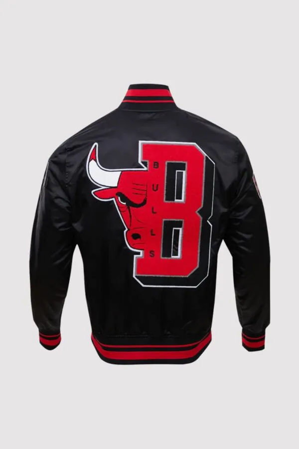 Chicago Bulls NBA 6x Finals Champions Mashup Black Satin Jacket - Image 2