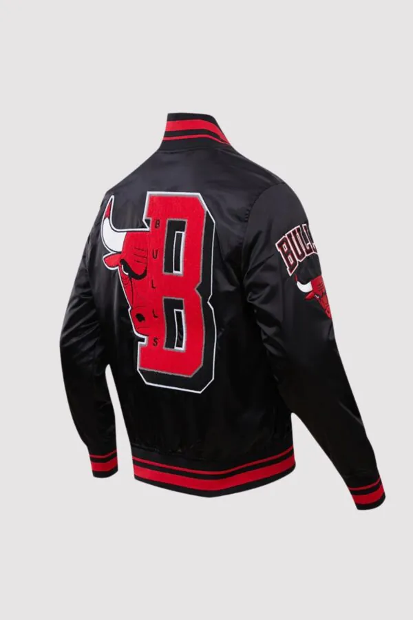 Chicago Bulls NBA 6x Finals Champions Mashup Black Satin Jacket