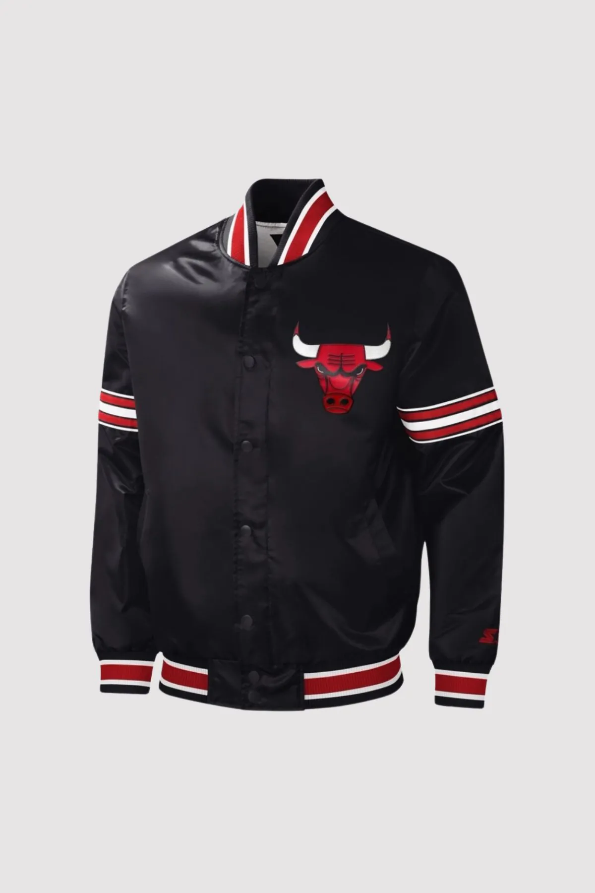 Chicago Bulls Slider Black Satin Full-Snap Varsity Jacket