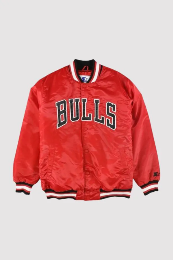 Chicago Bulls Starter Red Satin Varsity Jacket