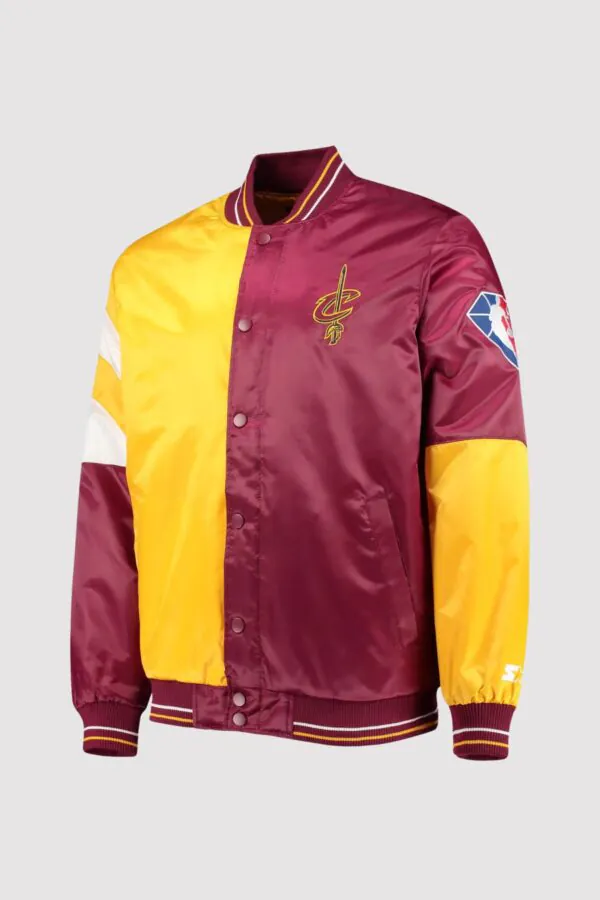 Cleveland Cavaliers 75th Anniversary Leader Color Block Satin Varsity Jacket