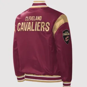 Cleveland Cavaliers Wine Force Play Maroon Satin Varsity Jacket