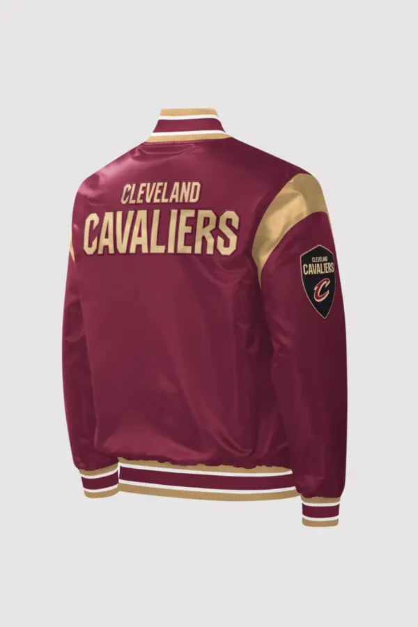 Cleveland Cavaliers Wine Force Play Maroon Satin Varsity Jacket