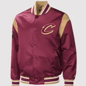 Cleveland Cavaliers Wine Force Play Maroon Satin Varsity Jacket