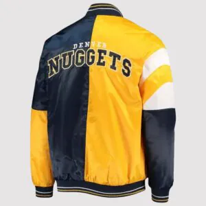 Denver Nuggets Full-Snap Color Block Yellow and Navy Blue Satin Jacket