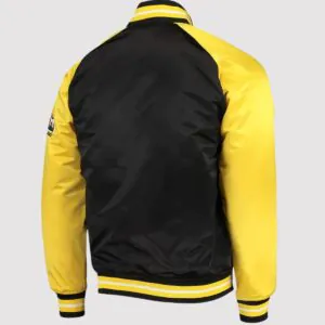 Denver Nuggets Reload 3.0 Black and Yellow Satin Varsity Jacket