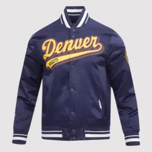 Denver Nuggets Script Tail Satin Varsity Jacket