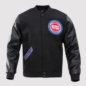 Detroit Pistons Black Classic Wool Varsity Jacket