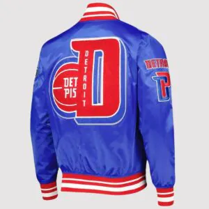 Detroit Pistons Finals 3x Champions Mash Up Satin Varsity Jacket