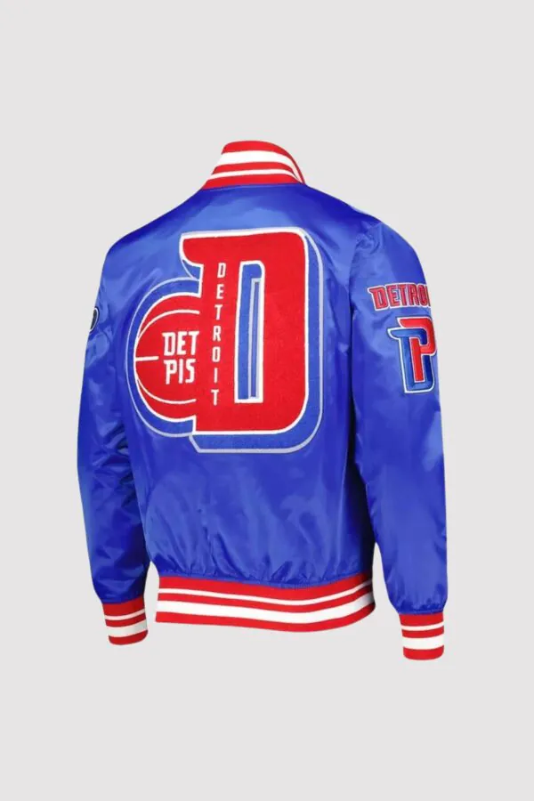 Detroit Pistons Finals 3x Champions Mash Up Satin Varsity Jacket