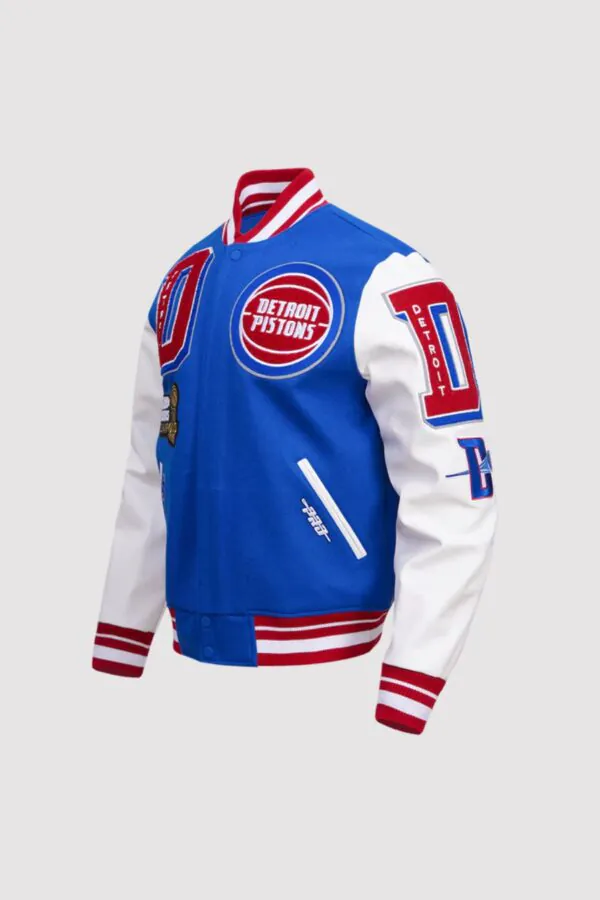 Detroit Pistons NBA 3x Finals Champions Mash Up Varsity Jacket