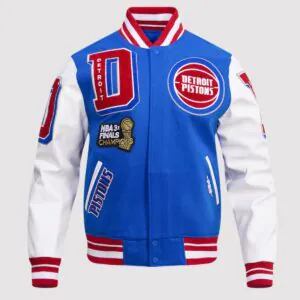 Detroit Pistons NBA 3x Finals Champions Mash Up Varsity Jacket