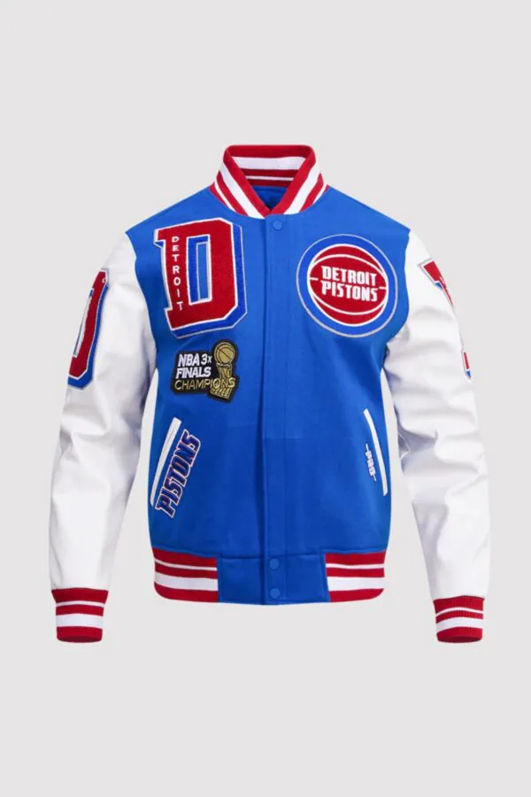 Detroit Pistons NBA 3x Finals Champions Mash Up Varsity Jacket