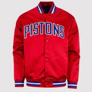 Detroit Pistons Red Lightweight Satin Varsity Jacket