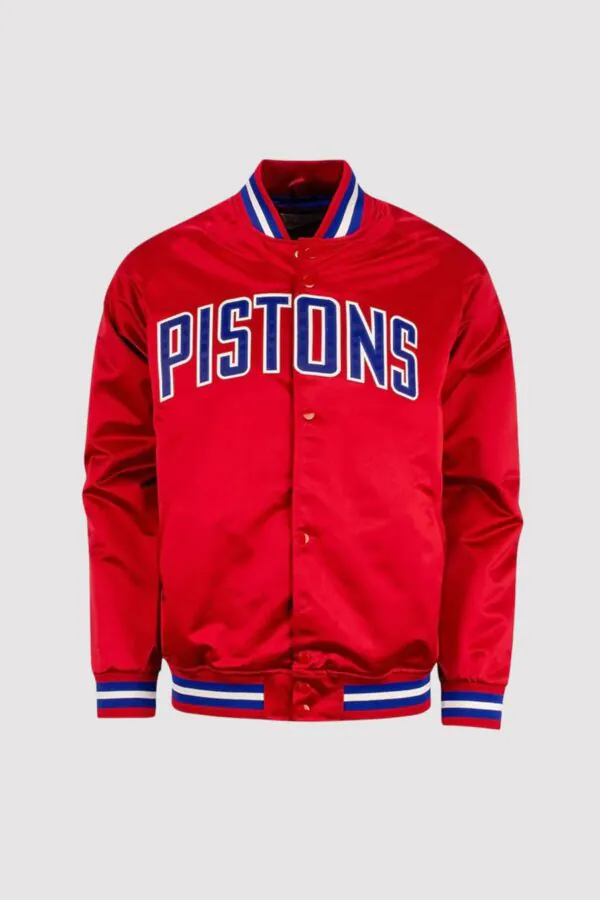 Detroit Pistons Red Lightweight Satin Varsity Jacket