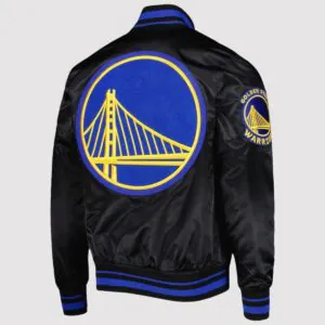 Golden State Warriors Black Mash Up Capsule Satin Varsity Jacket