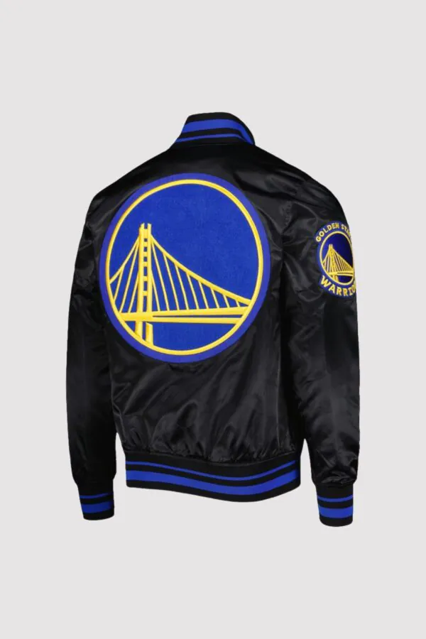 Golden State Warriors Black Mash Up Capsule Satin Varsity Jacket