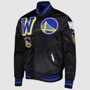 Golden State Warriors Black Mash Up Capsule Satin Varsity Jacket