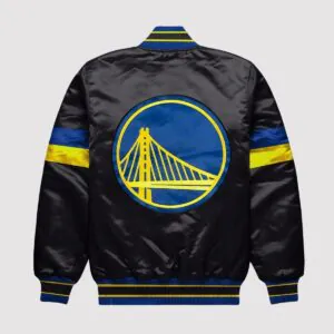 Golden State Warriors Home Game Black Satin Varsity Jacket