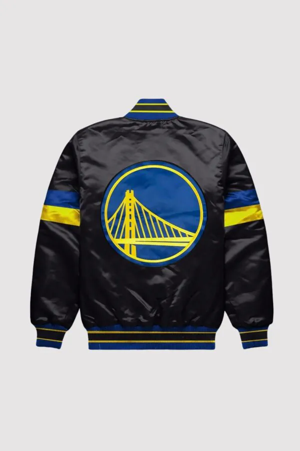 Golden State Warriors Home Game Black Satin Varsity Jacket