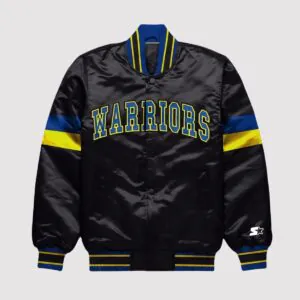 Golden State Warriors Home Game Black Satin Varsity Jacket