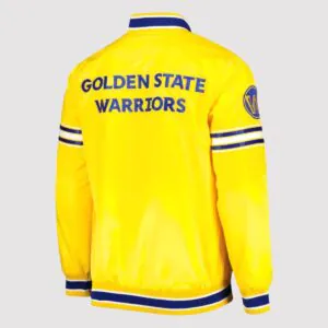 Golden State Warriors Slider Full-Snap Yellow Satin Varsity Jacket