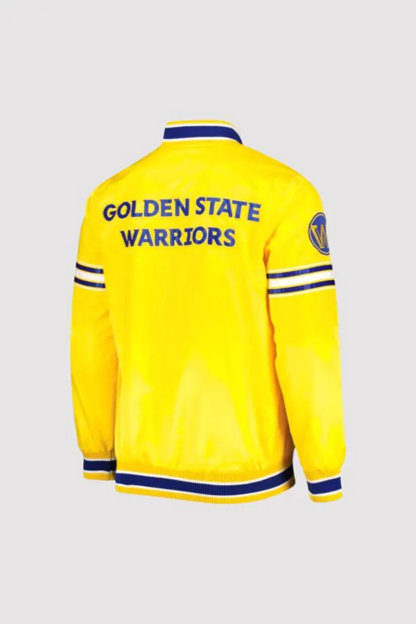 Golden State Warriors Slider Full-Snap Yellow Satin Varsity Jacket