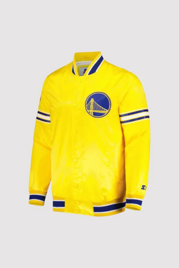 Golden State Warriors Slider Full-Snap Yellow Satin Varsity Jacket