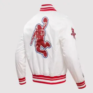 Houston Rockets City Edition White Satin Varsity Jacket