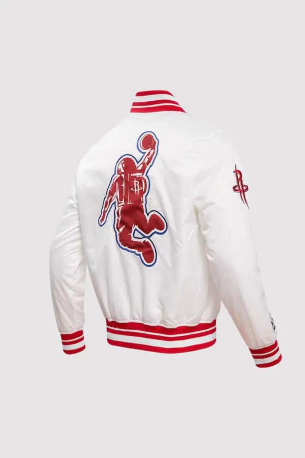 Houston Rockets City Edition White Satin Varsity Jacket