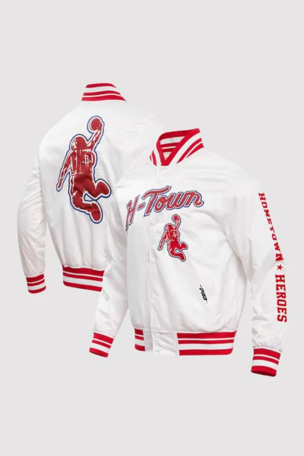 Houston Rockets City Edition White Satin Varsity Jacket