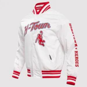 Houston Rockets City Edition White Satin Varsity Jacket