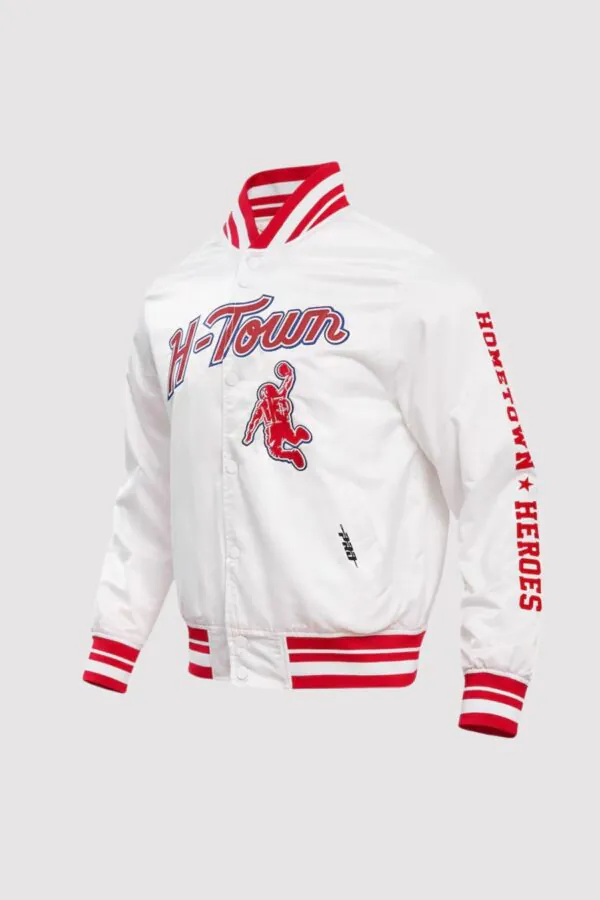 Houston Rockets City Edition White Satin Varsity Jacket