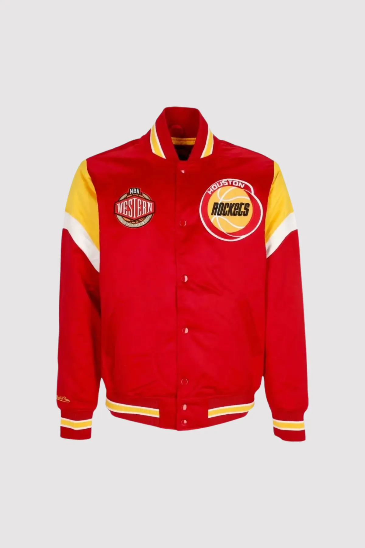 Houston Rockets Western Logo Red Satin Varsity Jacket