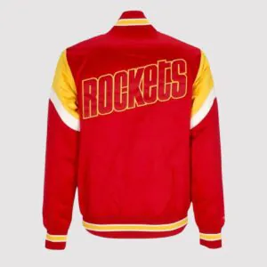 Houston Rockets Western Logo Red Satin Varsity Jacket