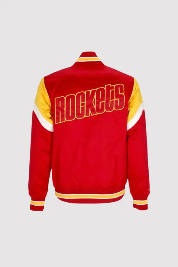 Houston Rockets Western Logo Red Satin Varsity Jacket