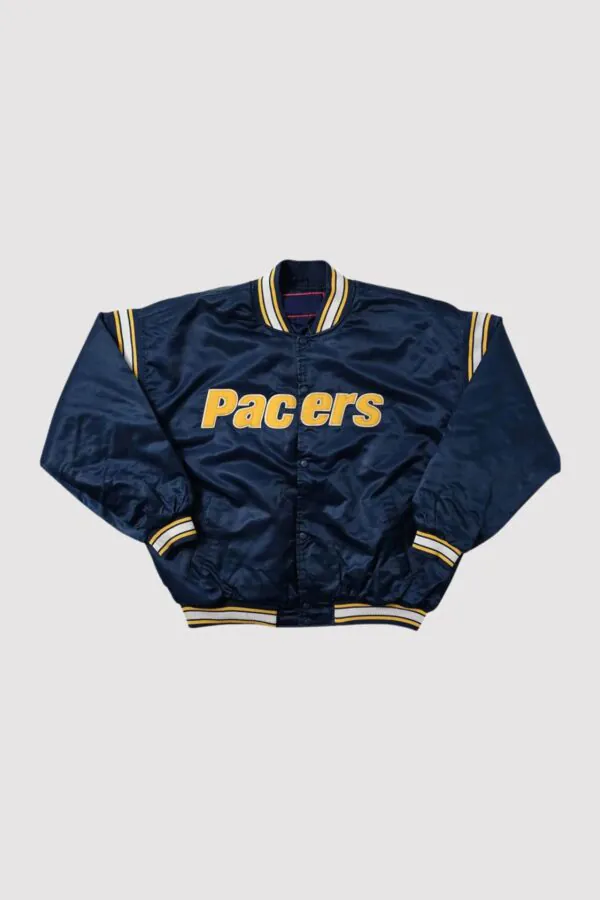 Indiana Pacers Navy Satin Varsity Jacket