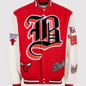 Jeff Hamilton Chicago Bulls Red And White Varsity Jacket