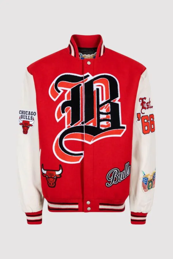 Jeff Hamilton Chicago Bulls Red And White Varsity Jacket