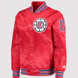 LA Clippers The Diamond Classic Red Satin Varsity Jacket